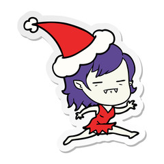 sticker cartoon of a undead vampire girl wearing santa hat