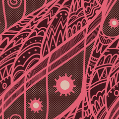 Elegant hand-drawn doodle zentangle vector floral background. Seamless pattern can be used in web design, textile industry, wrapping paper. Endless texture.