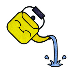 retro grunge texture cartoon pouring kettle