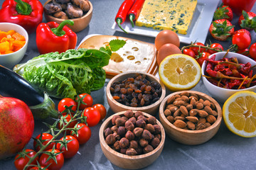 Assorted organic food products on the table