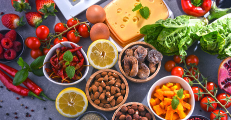Assorted organic food products on the table