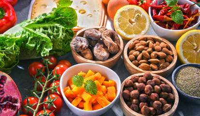 Assorted organic food products on the table