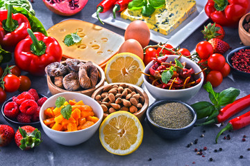 Assorted organic food products on the table