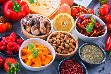 Assorted organic food products on the table