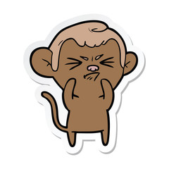 sticker of a cartoon annoyed monkey