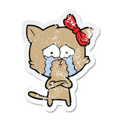 distressed sticker of a cartoon cat