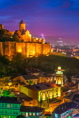 Panoramic view of Tbilisi, Georgia after sunset