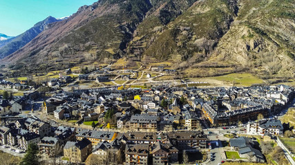 Obraz premium Huesca. Aerial view in Benasque. Aragon. Spain. Drone Photo