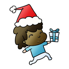 christmas gradient cartoon of kawaii boy