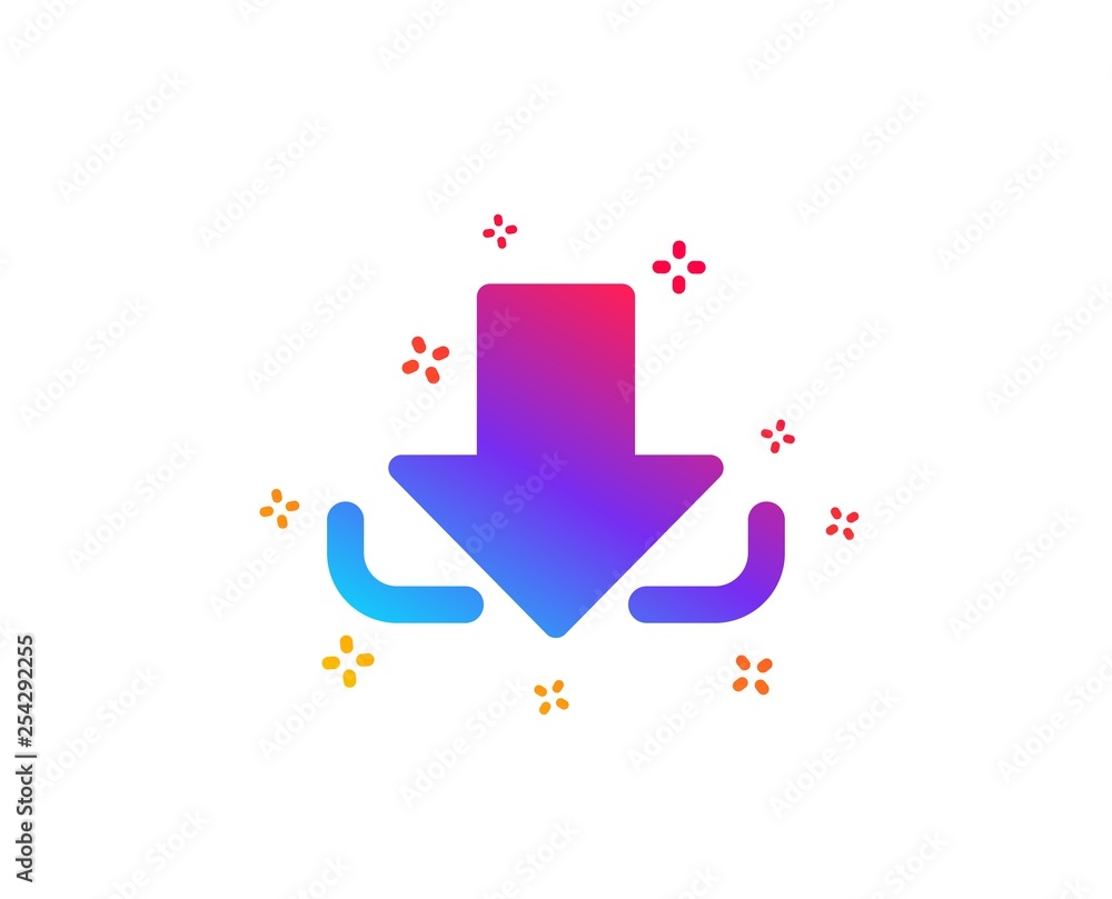 Poster download arrow icon. down arrowhead symbol. direction or pointer sign. dynamic shapes. gradient desi