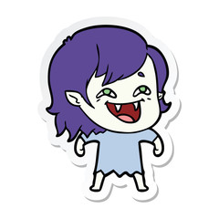 sticker of a cartoon laughing vampire girl