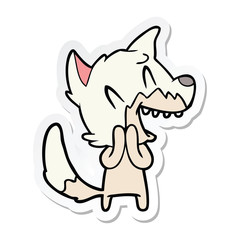 sticker of a laughing fox cartoon