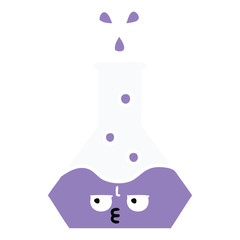 flat color retro cartoon science beaker