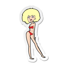 sticker of a cartoon woman in bikini