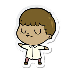sticker of a cartoon grumpy boy