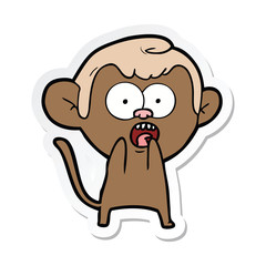 Obraz premium sticker of a cartoon shocked monkey