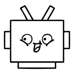 line drawing cartoon robot head