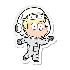 sticker of a happy astronaut cartoon