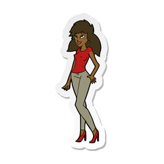 sticker of a cartoon pretty woman