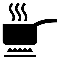 Boiling Pot With Steam Vector Icon