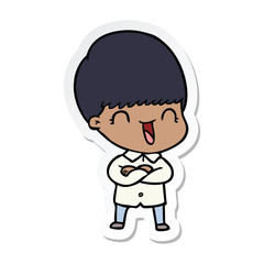 sticker of a happy cartoon boy