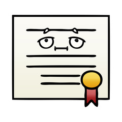 gradient shaded cartoon graduation diploma