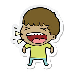 sticker of a cartoon laughing man