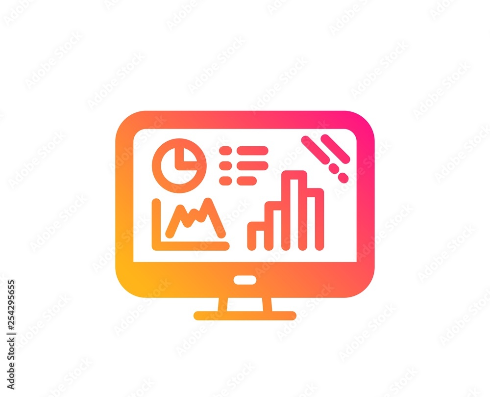 Poster analytics graph icon. column chart sign. growth diagram symbol. classic flat style. gradient analyti