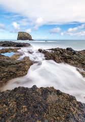 Landscape of madeira island - long exposure photo of shoreline