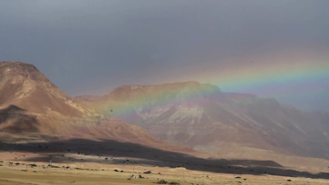 Rainbow in the Desert Beautiful shot of Desert Rainbow Israel