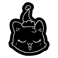 cartoon icon of a cat face wearing santa hat