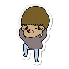 sticker of a cartoon stressed man