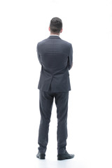 rear view.businessman looking at copy space