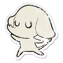 distressed sticker of a cute cartoon elephant