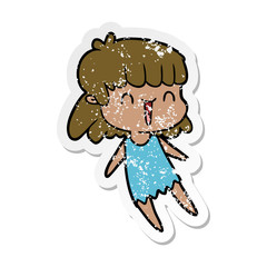 distressed sticker of a cartoon woman