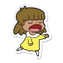 sticker of a cartoon woman talking loudly
