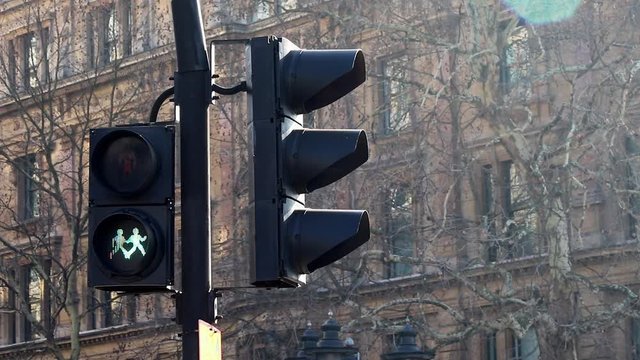 Traffic Junction Crossing Signs in Trafalgar Square Showing Differing Gender Characters