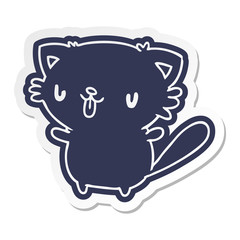 cartoon sticker of cute kawaii cat