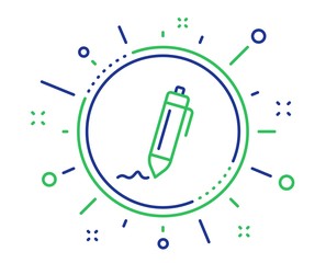 Signature line icon. Written pen sign. Education symbol. Quality design elements. Technology signature button. Editable stroke. Vector
