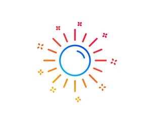 Sun line icon. Hot weather sign. Summer symbol. Gradient design elements. Linear sun icon. Random shapes. Vector