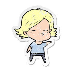 distressed sticker of a cartoon woman