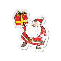retro distressed sticker of a cartoon santa claus