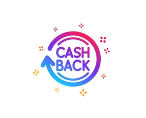 Fototapeta premium Cashback service icon. Money transfer sign. Rotation arrow symbol. Dynamic shapes. Gradient design cashback icon. Classic style. Vector