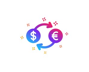Money exchange icon. Banking currency sign. Euro and Dollar Cash transfer symbol. Dynamic shapes. Gradient design currency exchange icon. Classic style. Vector