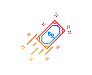 Fast payment line icon. Dollar exchange sign. Finance symbol. Gradient design elements. Linear fast payment icon. Random shapes. Vector