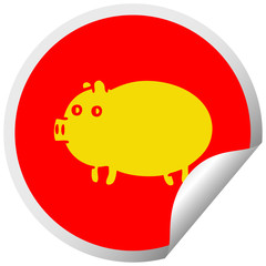 circular peeling sticker cartoon fat pig