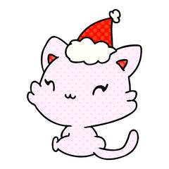 christmas cartoon of kawaii cat