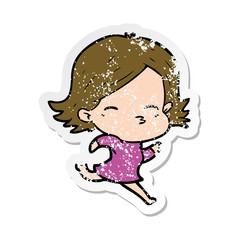 distressed sticker of a cartoon woman