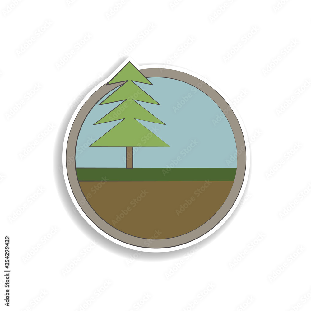 Poster pine tree colored in circle icon. element of colored landscape in circle icon for mobile concept and
