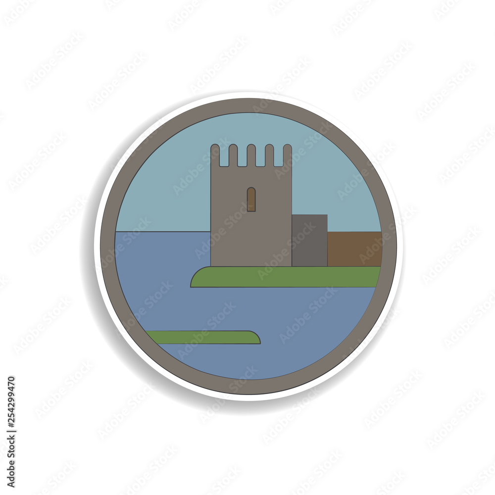 Poster old castle colored in circle icon. element of colored landscape in circle icon for mobile concept an
